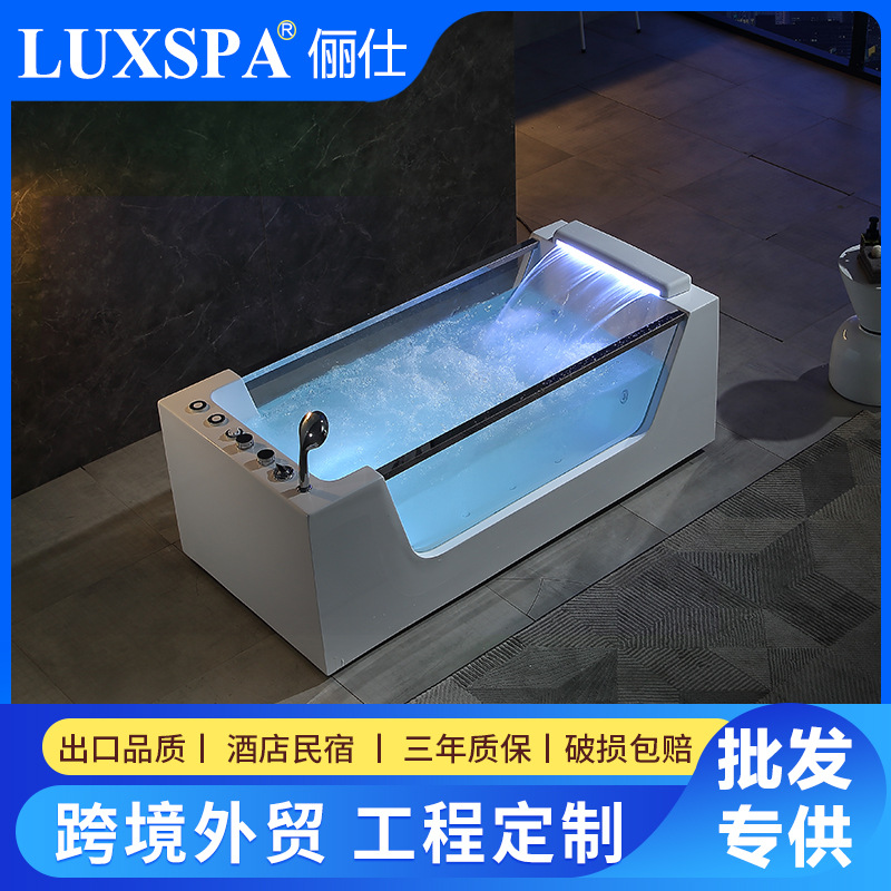 厂家直销民宿酒店工程浴缸双玻璃无缝独立亚克力智能冲浪按摩浴盆