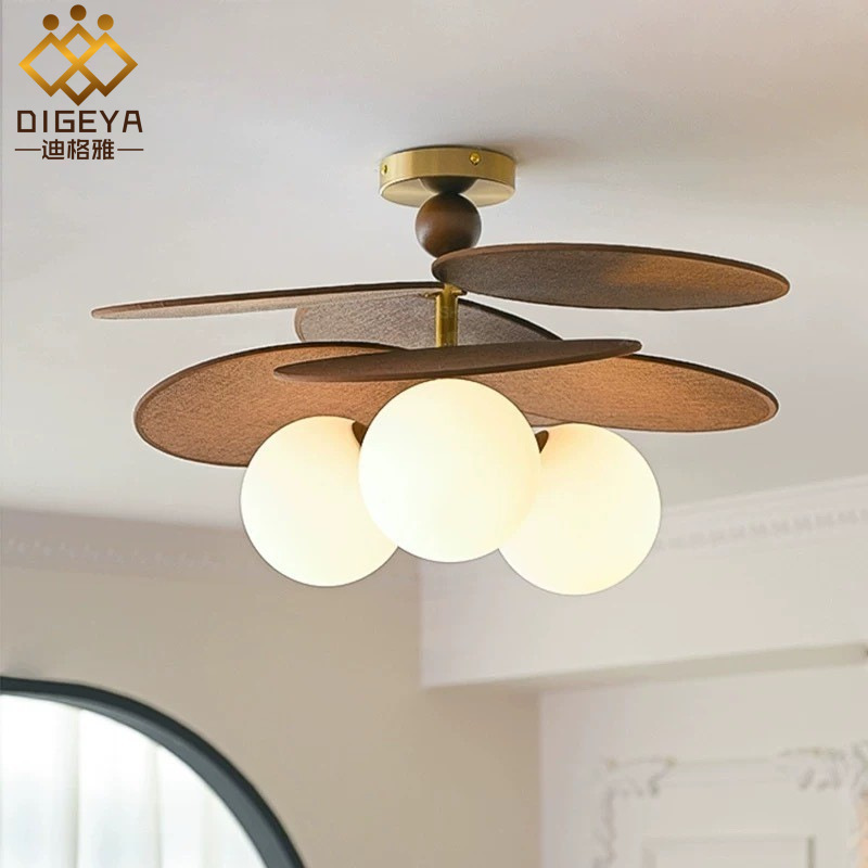 迪格雅法式中古风餐厅卧室魔豆灯复古书房茶室氛围感拉菲草吸顶灯