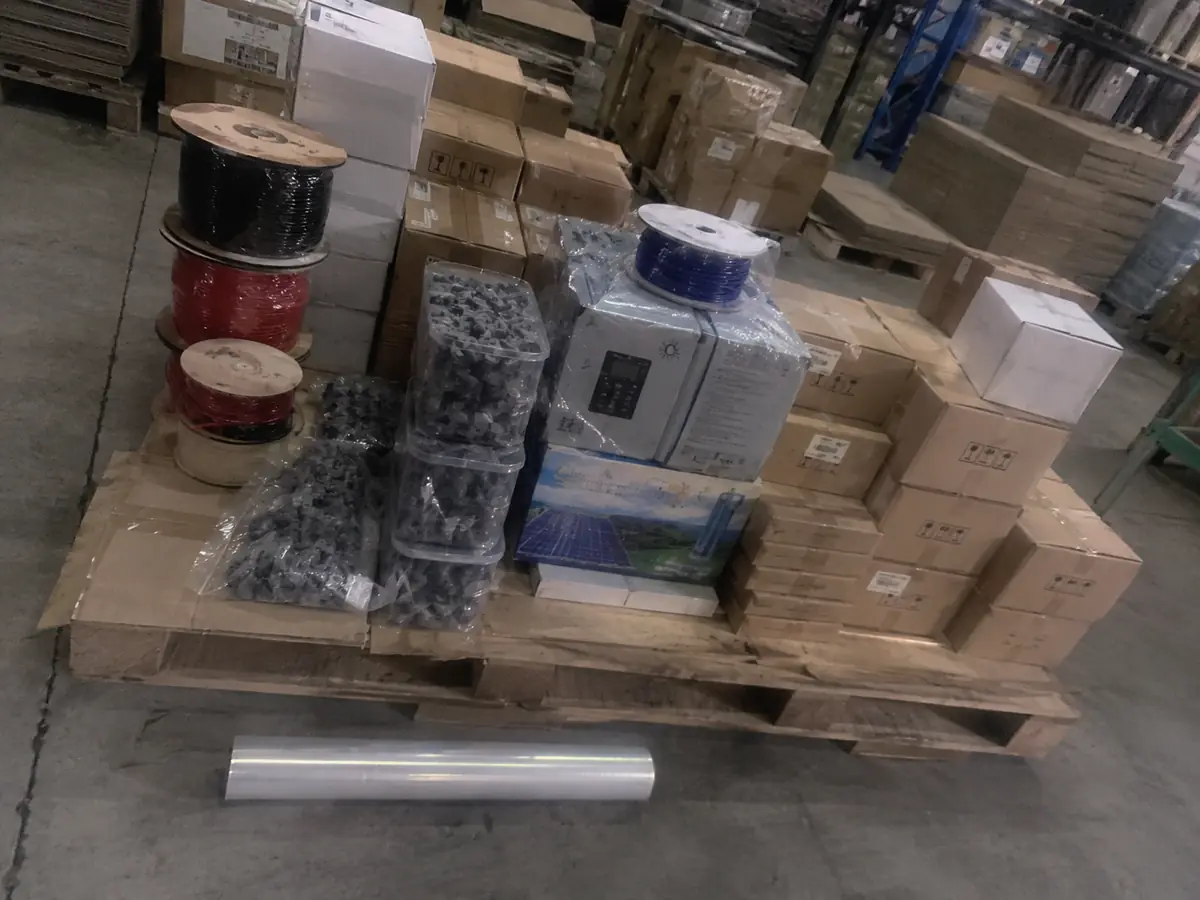 Industrial cartons consolidated on a pallet before China DDP shipment